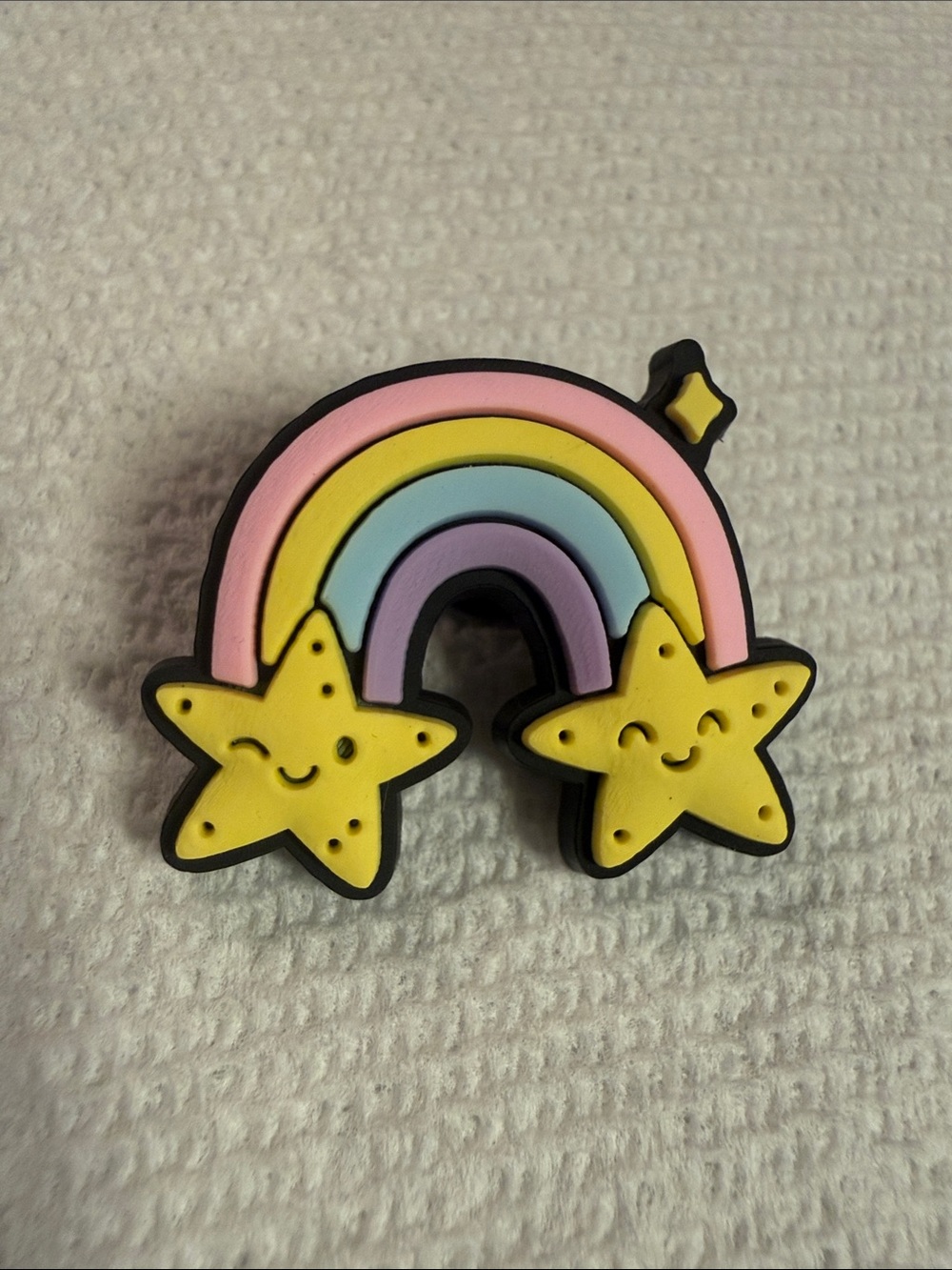 Cute Rainbow & Smiling Stars shoe Charm - Pastel Pink, Yellow, Blue, Lavender
